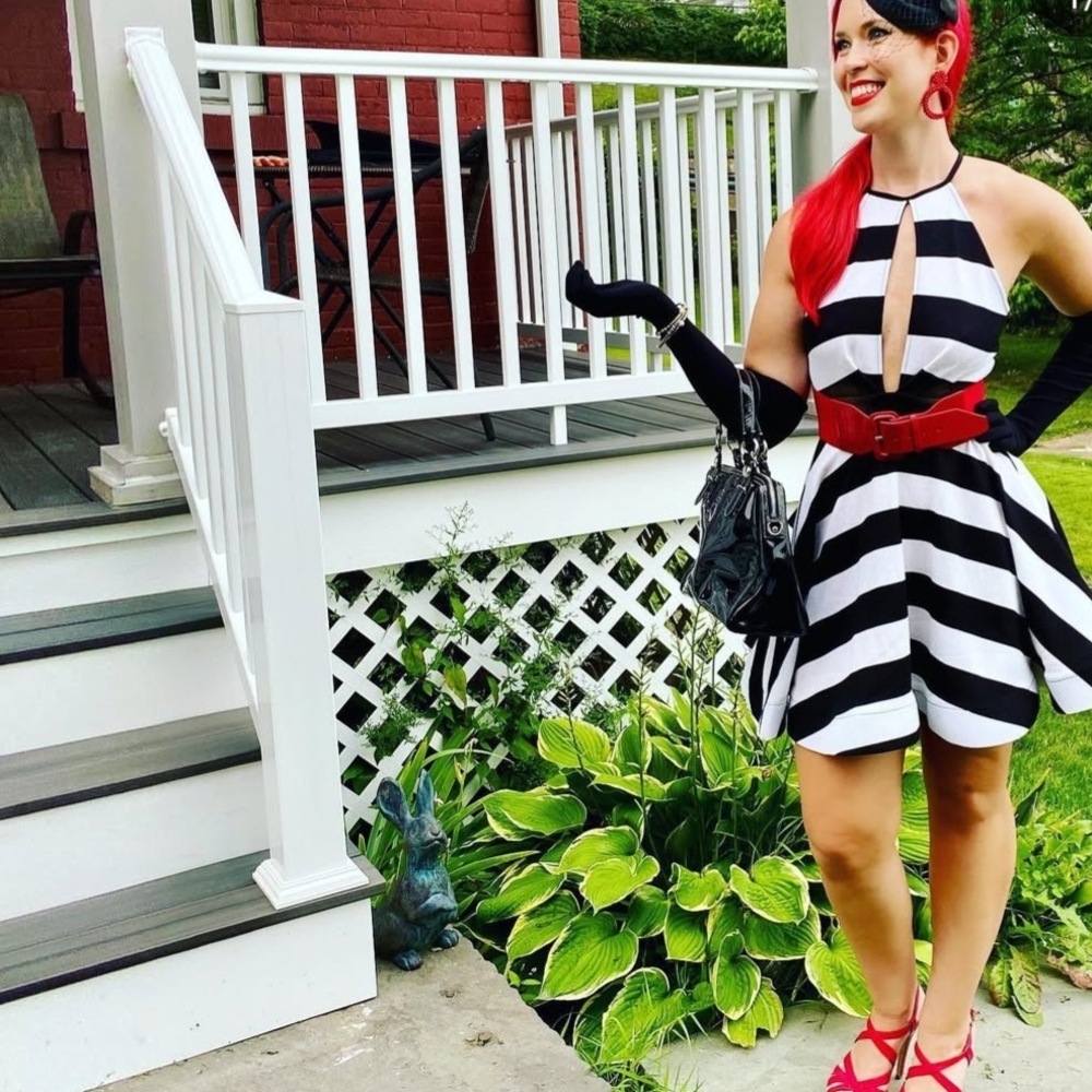 Fashion Nova Black and White Halter Fit and Flare Mini Dress
